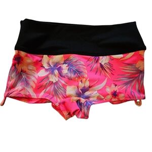 PINK Sport Gym to Swim Ruched Back Shortie, XS, Pink/Black, NWT